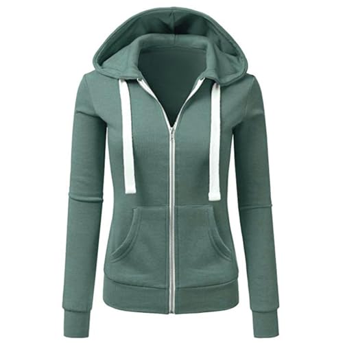 Newbestyle Jacke Damen Sweatjacke Hoodie Sweatshirt Pullover Oberteile Kapuzenpullover,Pure Green,M von Newbestyle