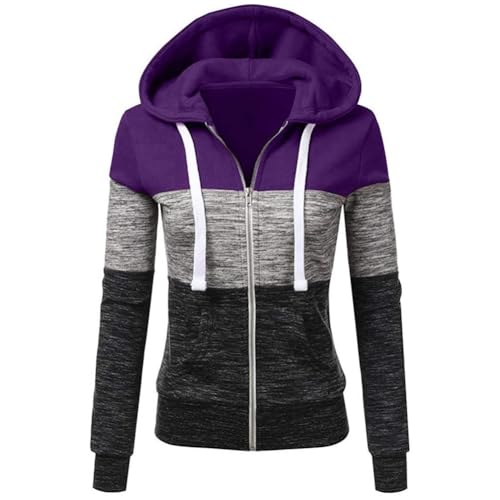 Newbestyle Jacke Damen Sweatjacke Hoodie Sweatshirt Pullover Oberteile Kapuzenpullover,Purple,XL von Newbestyle
