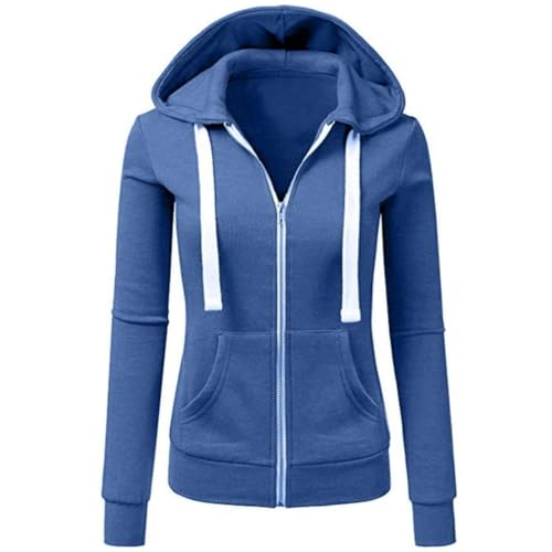 Newbestyle Jacke Damen Sweatjacke Hoodie Sweatshirt Pullover Oberteile Kapuzenpullover,Dark Blue,L von Newbestyle