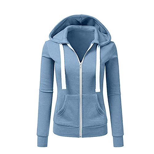 Newbestyle Jacke Damen Sweatjacke Hoodie Sweatshirtjacke Pullover Oberteile Kapuzenpullover (Hellblau, L) von Newbestyle