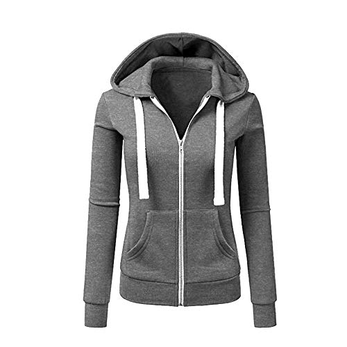 Newbestyle Jacke Damen Sweatjacke Hoodie Sweatshirtjacke Pullover Oberteile Kapuzenpullover (Reingrau, L) von Newbestyle