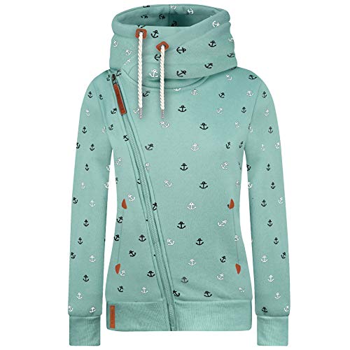 Newbestyle Jacke Damen Sweatjacke Vicky Zip Hoodie Pulli Oberteile Damen Kapuzenpullover Pullover mit Kapuze und Kordel(Grün Gedruckt,L) von Newbestyle