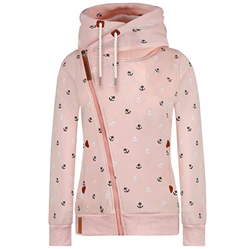 Newbestyle Jacke Damen Sweatjacke Vicky Zip Hoodie Pulli Oberteile Damen Kapuzenpullover Pullover mit Kapuze und Kordel(Rosa Gedruckt,M) von Newbestyle