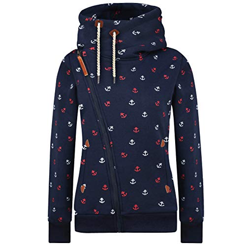 Newbestyle Jacke Damen Sweatjacke Vicky Zip Hoodie Pulli Oberteile Damen Kapuzenpullover Pullover mit Kapuze und Kordel,Dark Blue,L von Newbestyle