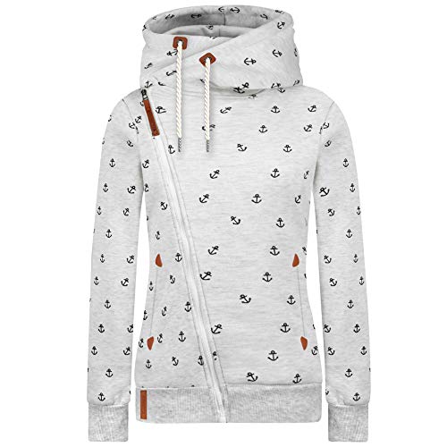 Newbestyle Jacke Damen Sweatjacke Vicky Zip Hoodie Pulli Oberteile Damen Kapuzenpullover Pullover mit Kapuze und Kordel,Light Grey,2XL von Newbestyle