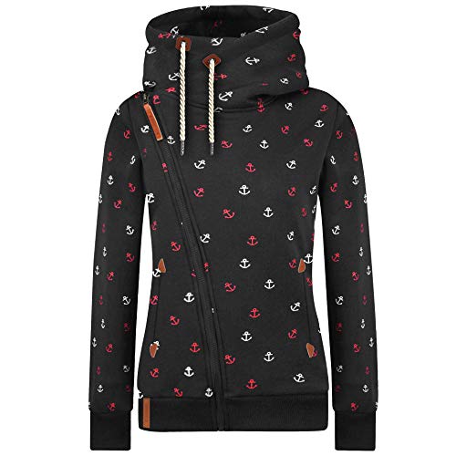 Newbestyle Jacke Damen Sweatjacke Vicky Zip Hoodie Pulli Oberteile Damen Kapuzenpullover Pullover mit Kapuze und Kordel,Black,L von Newbestyle