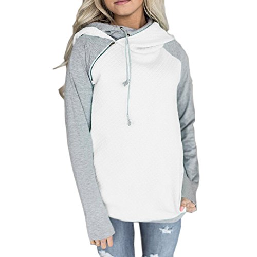 Newbestyle Kapuzenpullover Damen Sweatshirt Hoodies Kapuzenpulli Frühling Herbst Pullover mit Schrägem Reißverschluss von Newbestyle