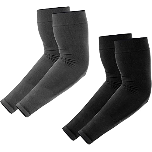 Newbyinn Ärmlinge für Damen Herren Jugend, Tattoo Abdeckung Armstulpen, Kühlende Armabdeckung, Kompression Armschoner - Größe: M, Farbe: Schwarz + Grau von Newbyinn