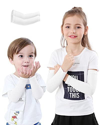 Newbyinn Armmanschetten für Kinder, Kleinkinder, UPF 50 UV-Schutz, Weiß, Mittel von Newbyinn