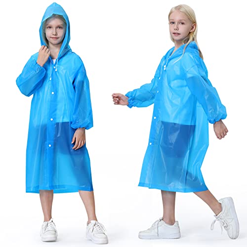 2 Stück Regenponcho Kinder Wasserdicht, Regencape Regenmantel Festival Wandern Faltbar Blau von Newbyinn