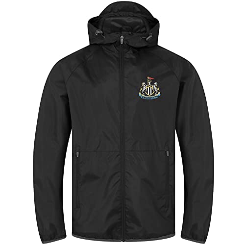 Newcastle United FC - Herren Wind- und Regenjacke - halber Reißverschluss - Offizielles Merchandise - Geschenk für Fußballfans - Schwarz - Kapuze mit Schirm - L von Newcastle United FC