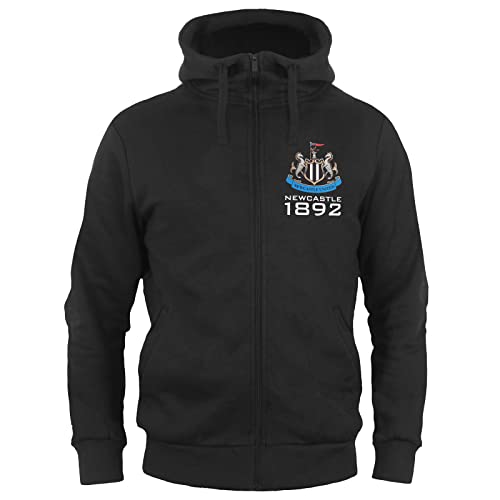 Newcastle United FC - Herren Fleece-Kapuzenjacke mit Reißverschluss - Offizielles Merchandise - Geschenk für Fußballfans - Schwarz - L von Newcastle United FC