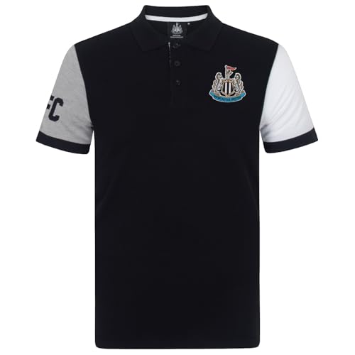 Newcastle United FC Herren Polo-Shirt mit Logo - Fußball - Schwarz mit Kontrastärmeln - 3XL von Newcastle United FC