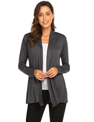 Newchoice Damen casual leichte langarm-Strickjacke weich-drape vorne offen fall dusters groß dunkelgrau von Newchoice