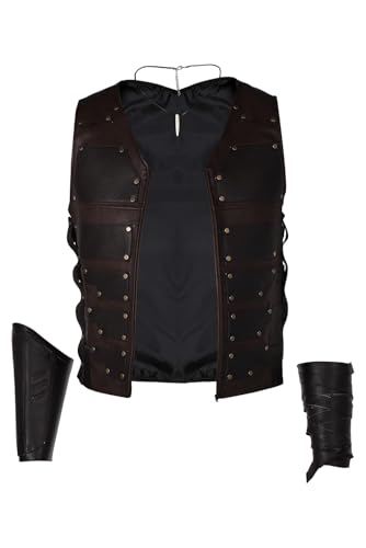 Newcos Herren Jagd Kraven Cosplay Kostüm 2025 Kraven Kostüm Jacke Halskette Weste Handschuh Outfits Halloween Anzug Erwachsene Herren, Schwarz, Medium von Newcos