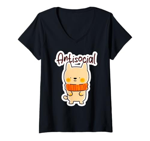 Damen Lustiges, unsoziales, introvertiertes Hunde-Meme T-Shirt mit V-Ausschnitt Damen Lustiges, unsoziales, introvertiertes Hunde-Meme T-Shirt mit V-Ausschnitt von Newdlebobs