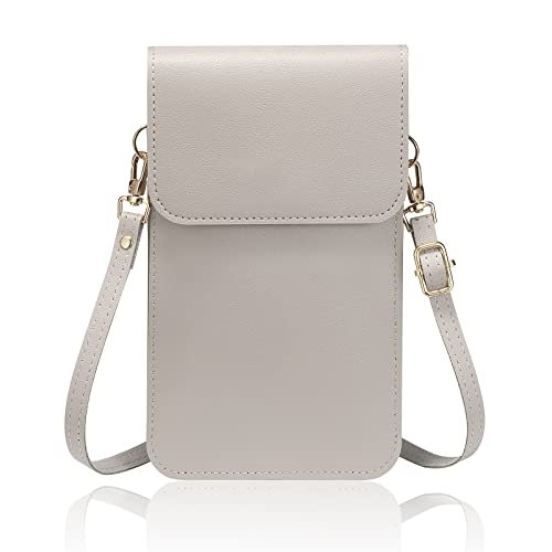 Damen Handy Umhängetasche Touchscreen Crossbody Handytasche Handy Schultertasche mit Kartenfächer und Verstellbarem Schultergurt für Handy unter 7 Zoll (Grau) von Newellsail