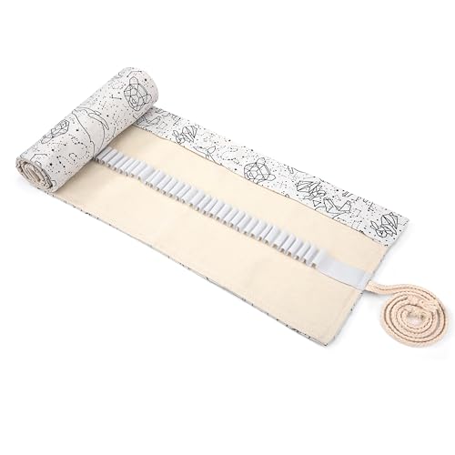 Newellsail Stifterolle 72 Löcher Leinwand Rollmäppchen Tragbar Buntstifte Wrap Federmäppchen für Studenten, Künstler, Maler (Sternbild-Stil) von Newellsail