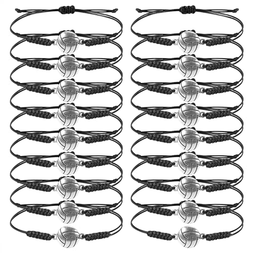 Newellsail Volleyball-Armbänder Verstellbares Sport Charm Armband Geflochtenes Seil-Armband Freundschaftsarmband für Jungen Mädchen Teenager Erwachsene Teamspieler 18 Stück von Newellsail