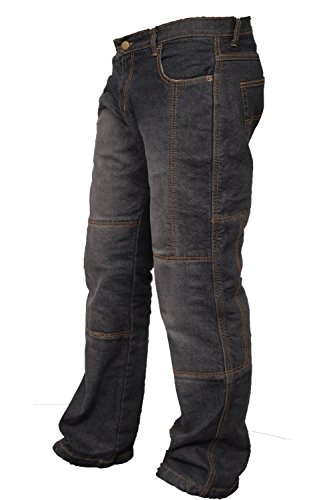 Herren-Motorradhose, Denim, Schwarz, mit verstärktem Futter aus Aramid von Newfacelook