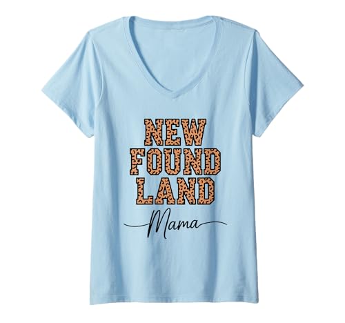Damen Leopardenmuster Newfoundland Mama Newfie T-Shirt mit V-Ausschnitt Damen Leopardenmuster Newfoundland Mama Newfie T-Shirt mit V-Ausschnitt von Newfoundland Dog Lover Gifts
