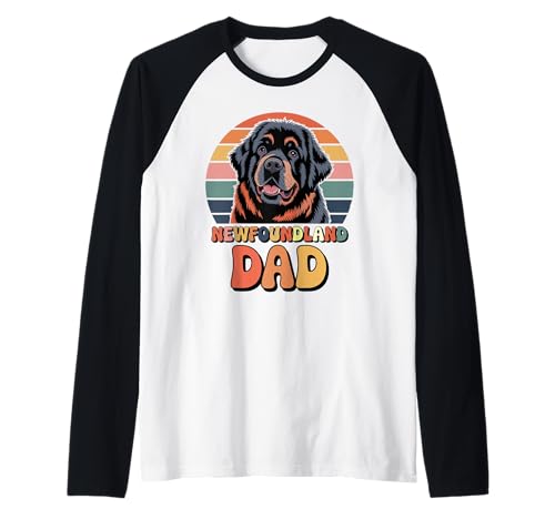 Herren Retro Newfoundland Dad Newfie Raglan von Newfoundland Dog Lover Gifts