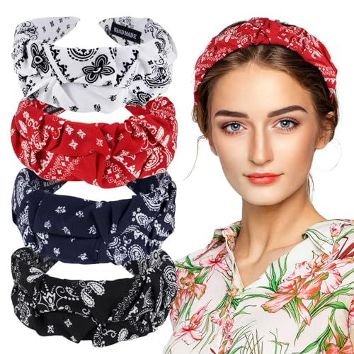 4Stk. Haarreifen Breit Stirnband Paisleymuster Haarband Rocka billy Haarreif Plissiert Kopfband Vintage Haarschmuck Kopfbedeckung für Mädchen Frauen Rot Schwarz Weiß Dunkelblau 4Stk. Haarreifen Breit Stirnband Paisleymuster Haarband Rocka billy Haarreif Plissiert Kopfband Vintage Haarschmuck Kopfbedeckung für Mädchen Frauen Rot Schwarz Weiß Dunkelblau von Newhope