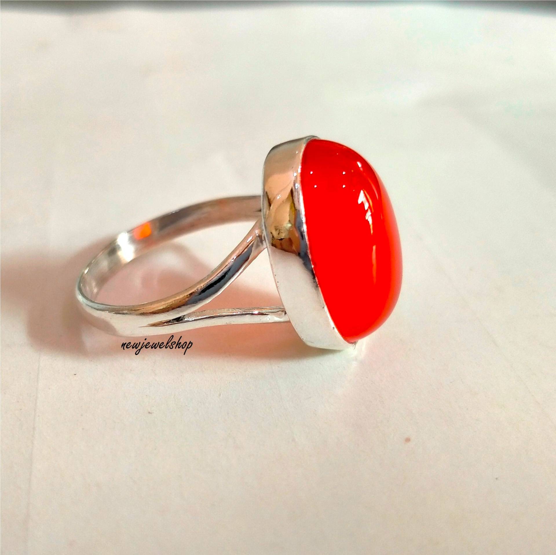 Karneol Edelstein 925 Silberring, Sterling Silber Ring, Frauen Bandring, Handgemachter Frauenring, Geschenk Für Sie, Antik von Newjewelshop