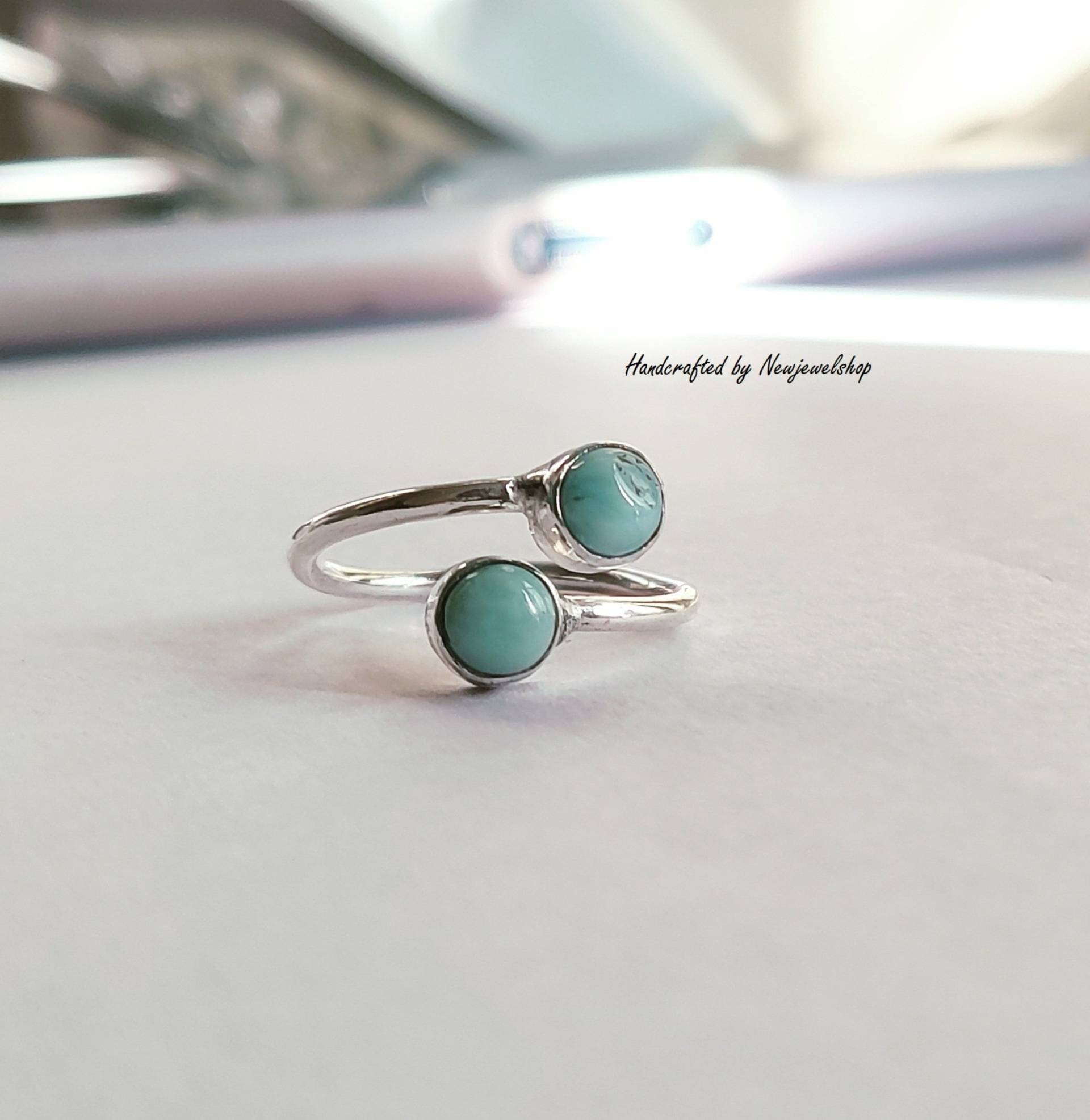 Larimar-Ring, Handgefertigter Ring, Edelstein-Ring, Statement-Ring, Boho-Ring, 925Er Silberring, Ring-Band-Ring, Damen-Ring, Geschenk Für Sie von Newjewelshop