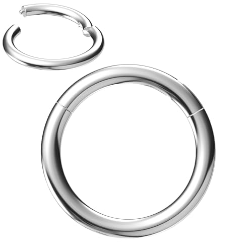NewkeepsR 1.2×7mm Edelstahl Nase Ring Band Für Männer Und Frauen,Aufklappbar Klicker Septum Nase Nahtlos Piercing Ohrring Für Knorpel Wendel Ohr Lappen Körper Schmuck von NewkeepsR
