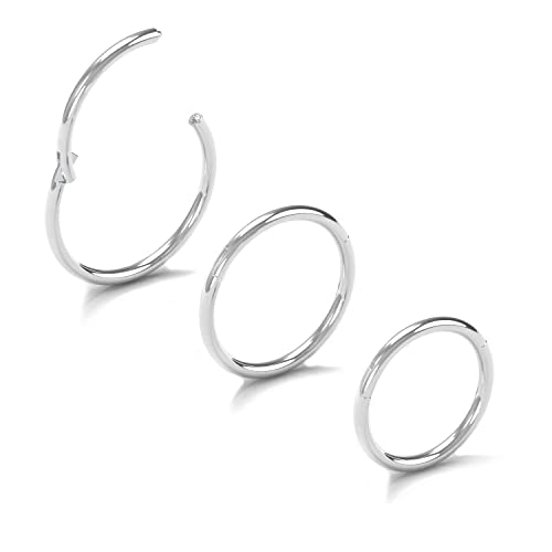 NewkeepsR 3stck-0,8mm Dicke 316L Chirurgisches Stahlscharnier Clicker Segment Nahtlose Ringe, Nahtloser Lappen Knorpel Tragus Ohrring Nase Hoop-7/8/9mm von NewkeepsR