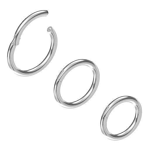 NewkeepsR Stahl 3 Stck-1,2mm Dicke 316L Chirurgischer Stahl Septum Klappbares Clickersegment Helix Daith Knorpel Traguslappen Passgenauer Turm Orbitalringe-10/11/12mm von NewkeepsR