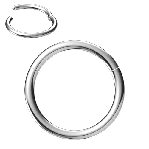 NewkeepsR Edelstahl 18g×7mm Nasenring-Hoop für Damen und Herren, Hinged Clicker Septum-Nasenpiercing-Ohrhänger ohne Naht für Knorpelhelix-Ohr-Läppchen-Körper-Schmuck von NewkeepsR