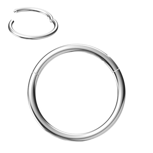 NewkeepsR Edelstahl 20g×6mm Tragus Ohrhänger-Hoop für Damen und Herren, Hinged Clicker Septum-Nasenpiercing ohne Naht für Knorpelhelix-Ohr-Körper-Schmuck von NewkeepsR