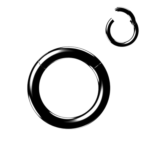 NewkeepsR Stahl 2.0mm Dicke 16mm Schwarz Eloxiertes PVD 316L Septum Klicksegment Orbital Conchringe mit großem Durchmesser von NewkeepsR
