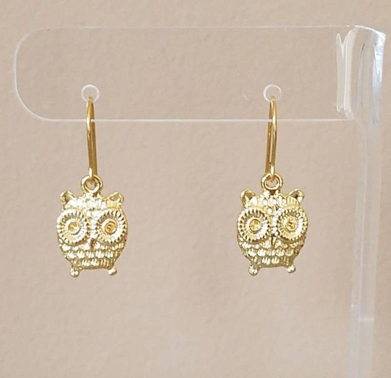 Niedliche Eule Baumeln Stil Haken Ohrringe Gelbgold Überzogene Damen Modeschmuck Made in Usa von NewportStores