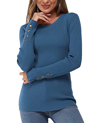 Newshows Pullover Damen Herbst Strickpullover Elegant Damenpullover Winter Pulli Damen Dunkelblau von Newshows