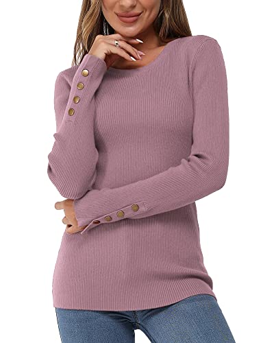 Newshows Pullover Damen Herbst Strickpullover Elegant Damenpullover Winter Pulli Damen Helles Violett von Newshows