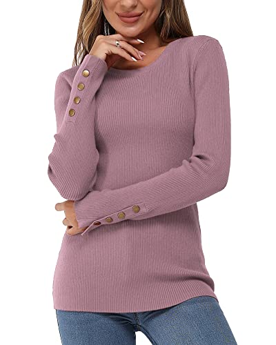 Newshows Pullover Damen Herbst Strickpullover Elegant Damenpullover Winter Pulli Damen Helles Violett,S von Newshows