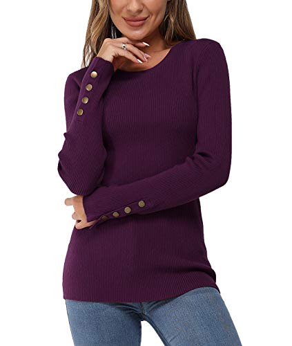 Newshows Pullover Damen Herbst Strickpullover Elegant Damenpullover Winter Pulli Damen Violett,S von Newshows