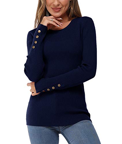 Newshows Pullover Damen Herbst Strickpullover Elegant Damenpullover Winter Pulli Damen Saphir,XXL von Newshows