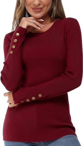 Newshows Pullover Damen Herbst Strickpullover Elegant Damenpullover Winter Pulli Damen Dunkelrot,XXL von Newshows