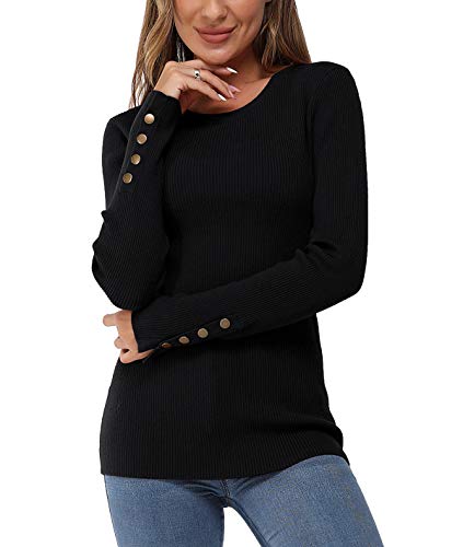 Newshows Pullover Damen Herbst Strickpullover Elegant Damenpullover Winter Pulli Damen Schwarz,S von Newshows