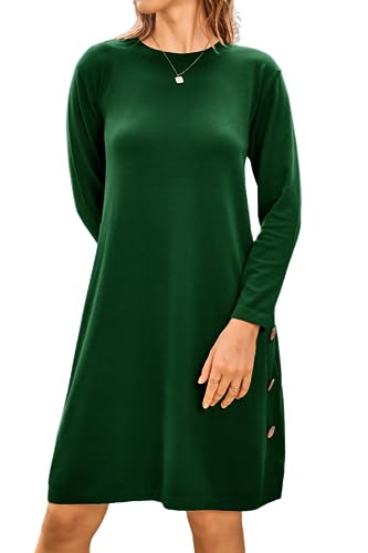 Newshows Herbstkleid Strickkleid Damen PulloverKleid Winterkleid Tunika Kleid für Herbst Winter Grün von Newshows