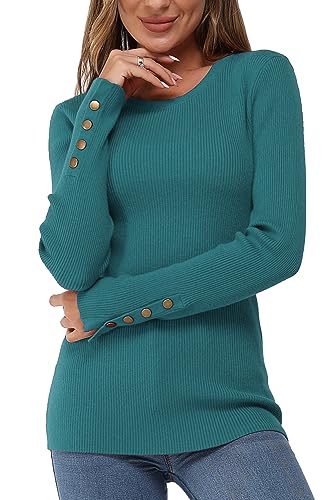 Newshows Pullover Damen Herbst Strickpullover Elegant Damenpullover Winter Pulli Damen Blaugrün, Blau,XL von Newshows