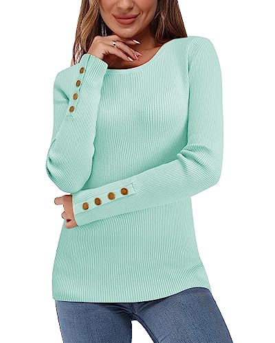Newshows Pullover Damen Herbst Strickpullover Elegant Damenpullover Winter Pulli Damen Hell, Blau,XXL von Newshows