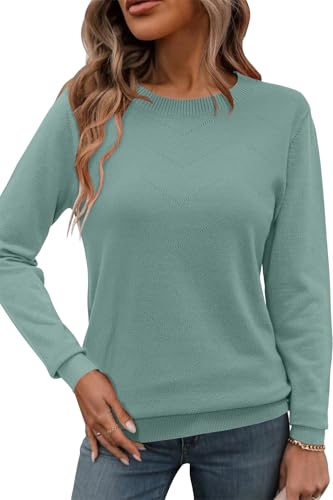 Newshows Pullover Damen Herbst Winter Elegant Langarm Strickpullover Rundhals Casual Tops Tunika Hemd Bluse von Newshows