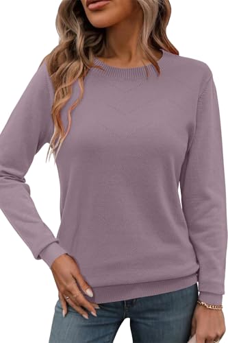 Newshows Pullover Damen Herbst Winter Elegant Langarm Strickpullover Rundhals Casual Tops Tunika Hemd Bluse von Newshows
