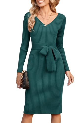 Newshows Strickkleid Damen Grün Langarm Winterkleid Pulloverkleid Elegant Kleid Winter Damen von Newshows