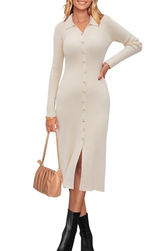 Newshows Strickkleid Damen Herbstkleid V Ausschnitt Pulloverkleid Elegante Winterkleid Kleid Herbst Winter von Newshows